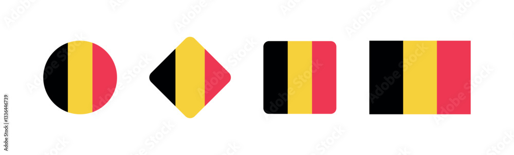 Fototapeta premium Vector Belgium National Flag icon collection. Flag set of Belgium various styles.