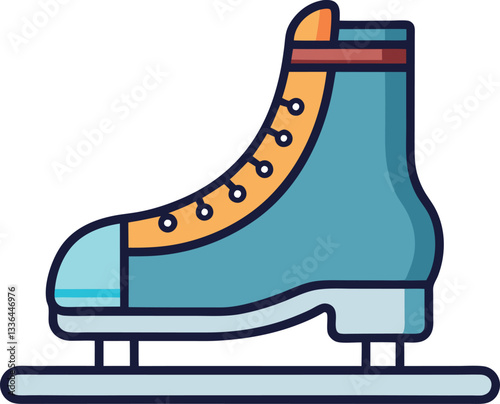 Stylish Ice Skate Boot Winter Vector, Illustrated vector of a stylish ice skate boot with laces, representing winter sports, figure skating, and recreational ice activities.  
