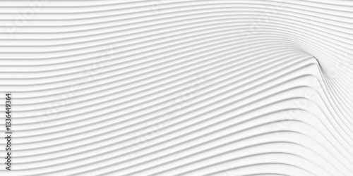 Fototapeta Naklejka Na Ścianę i Meble -  Smooth white mathematical bend lines geometrical background wallpaper banner pattern flat lay from above