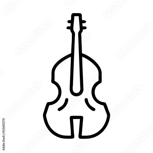 Double bass icon on transparent background, musical instrument illustration, vector design
