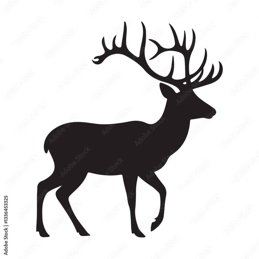 Obraz premium Elegant Black Silhouette of a Deer with Antlers