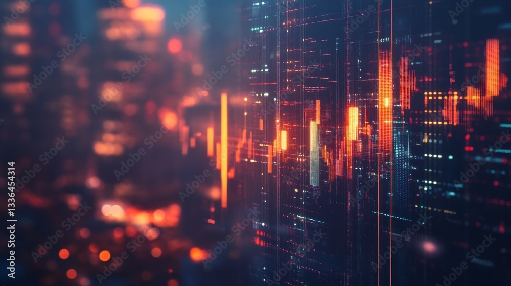 Naklejka premium Illuminating forex market trends global finance candlestick chart digital realm gigapixel view abstract visualization