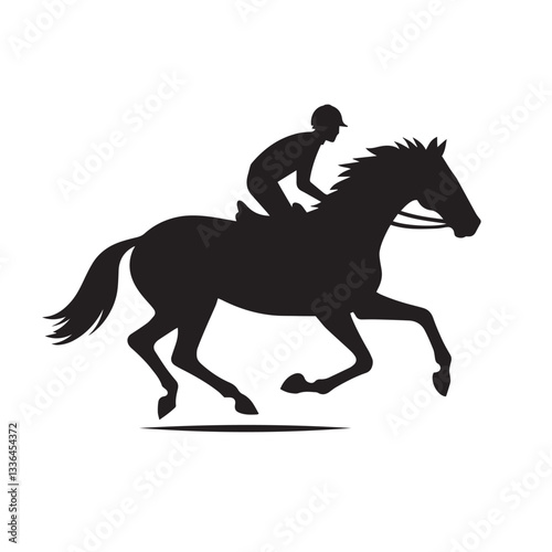 Horse equestrian vector silhouette. Horse riding vector logo, icon. Cowboy Riding horse vector silhouette.