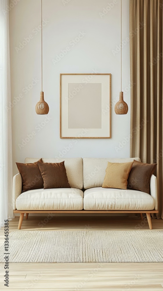 Fototapeta premium Modern Beige Living Room Interior Design