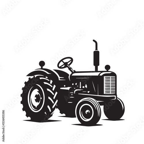 Vector tractor isolated on white background