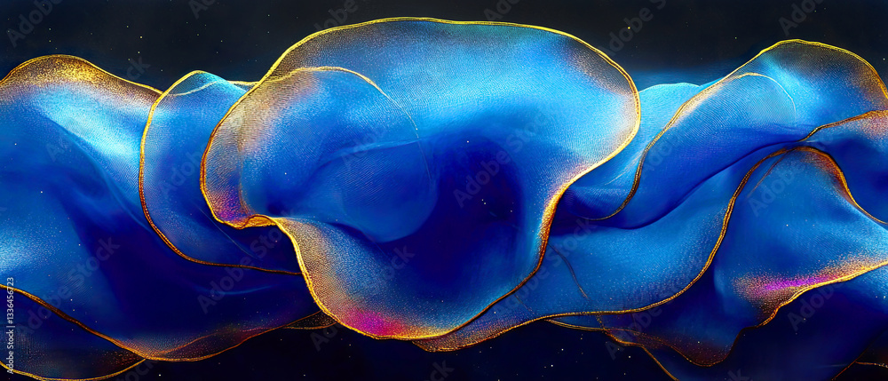 Naklejka premium Blue Gold Abstract Wave