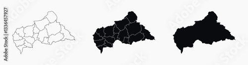 Central African Republic Map vector icon. Map of Central African Republic various styles.