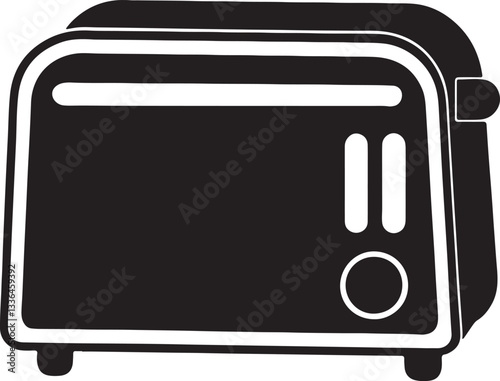 electric toaster oven silhouette, black and white silhouette, vector and illustration