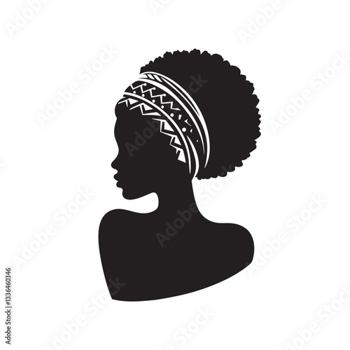 African women vector silhouette. Beautiful African female or women vector logo, icon.