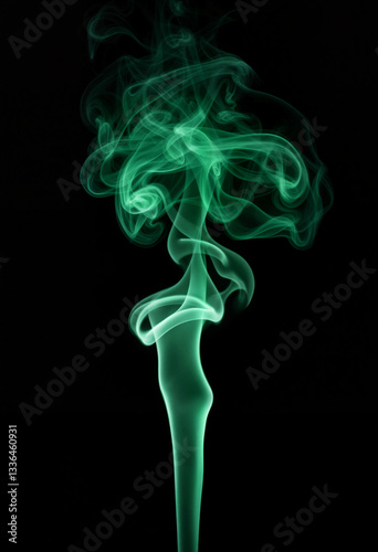 Wallpaper Mural Radiant malachite smoke swirling on black background, ethereal beauty Torontodigital.ca