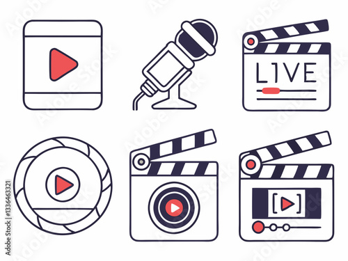 Set of Video Production and Content Creation Icons
