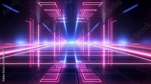 Neon tunnel, futuristic, vibrant