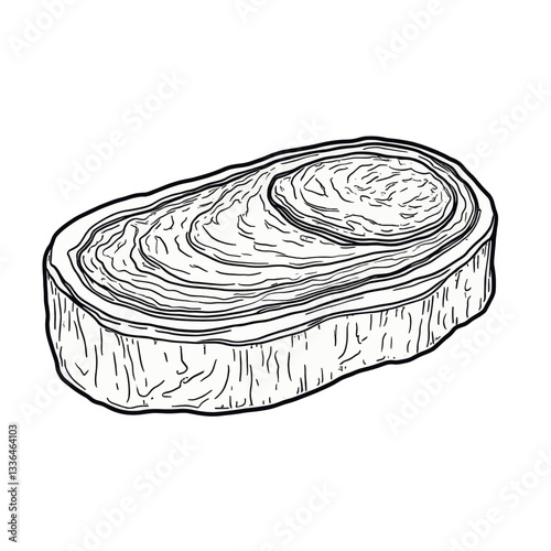 Black and white sketch of wood cross section