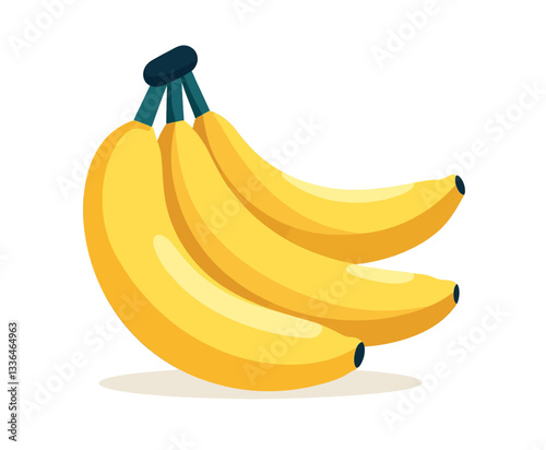 Bunch of bright yellow cartoon bananas on white