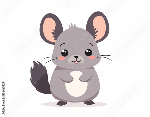 Cartoon Chinchilla with Big Ears and Rosy Cheeks