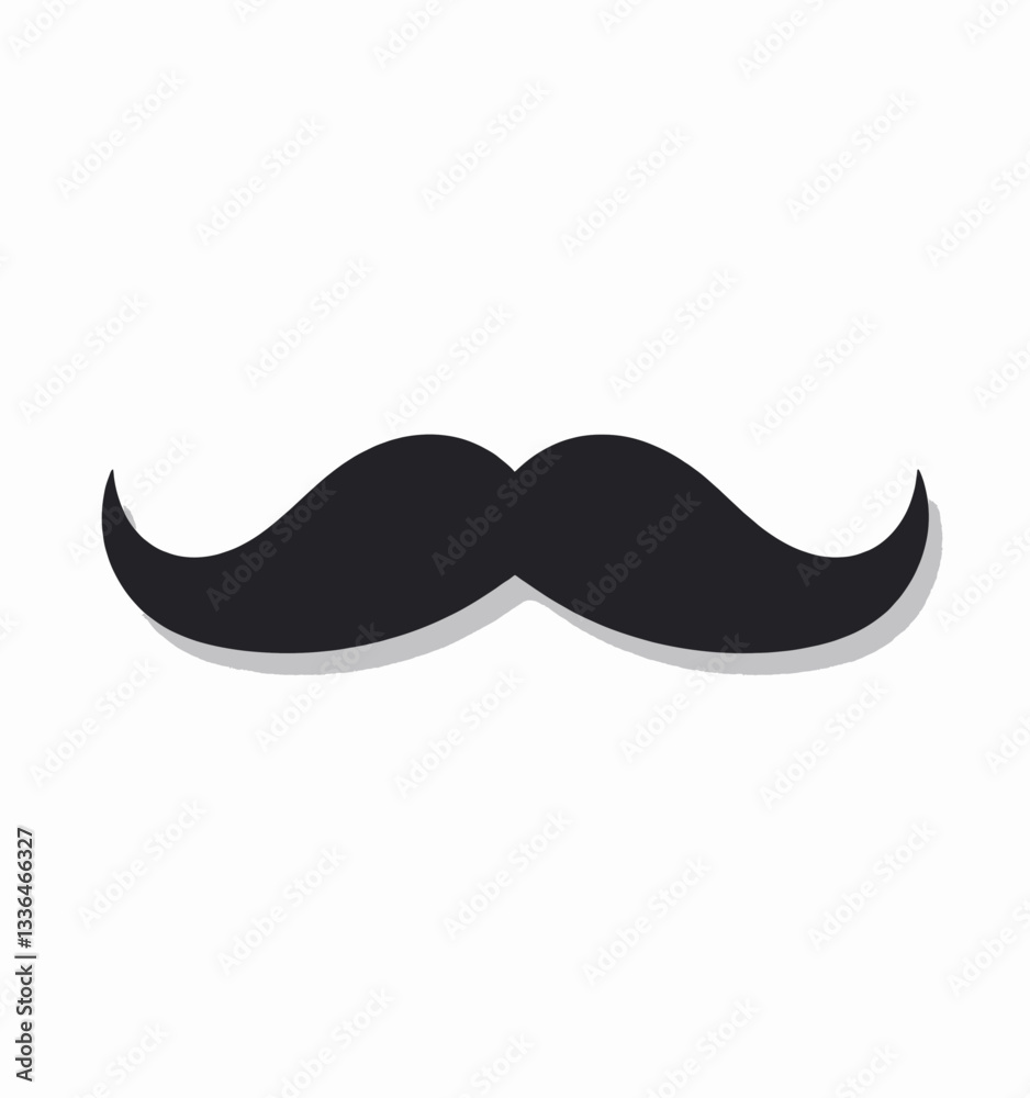 Classic black handlebar mustache cutout on white