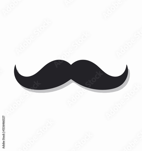 Classic black handlebar mustache cutout on white