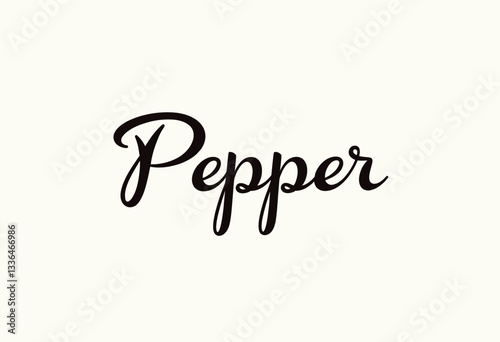 Elegant black "Pepper" script on white background