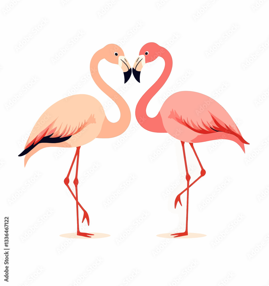 Fototapeta premium Flamingo Pair Forming a Heart Shape with Necks