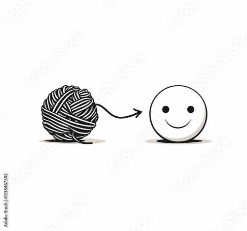 From Chaos to Clarity: Yarn Ball to Smiley Face