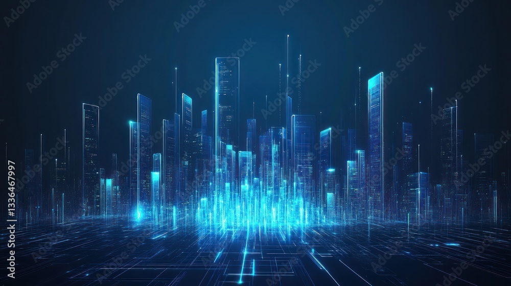 Digital Cityscape: Neon Lights and Data Flow Digital Cityscape: Neon Lights and Data Flow