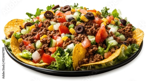 Taco salad, studio shot, food, white background