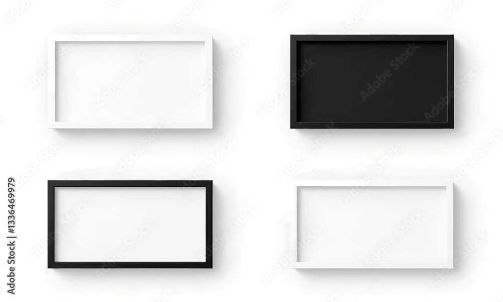 Monochrome Rectangular Frames on White Wall Monochrome Rectangular Frames on White Wall
