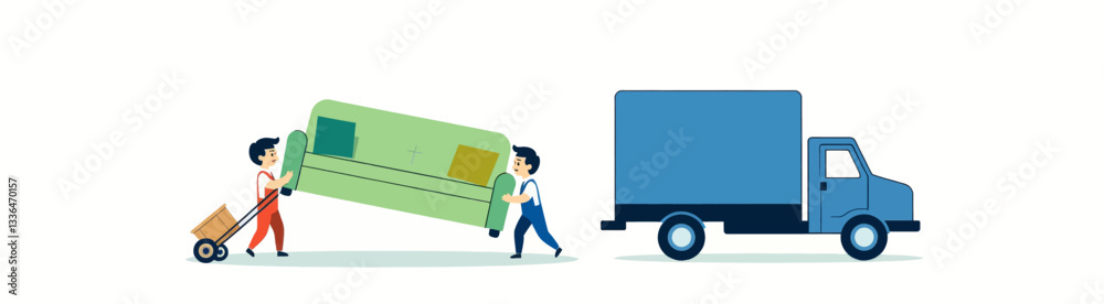 Movers Transporting Couch with Blue Moving Truck
Movers Transporting Couch with Blue Moving Truck