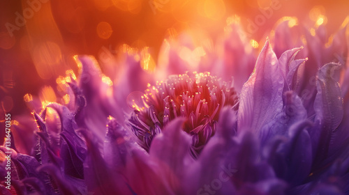 Extreme macro shot of a violet field scabious, delicate petals and fine floral details