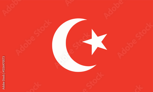 Ottoman Empire flag with red background and white star and crescent