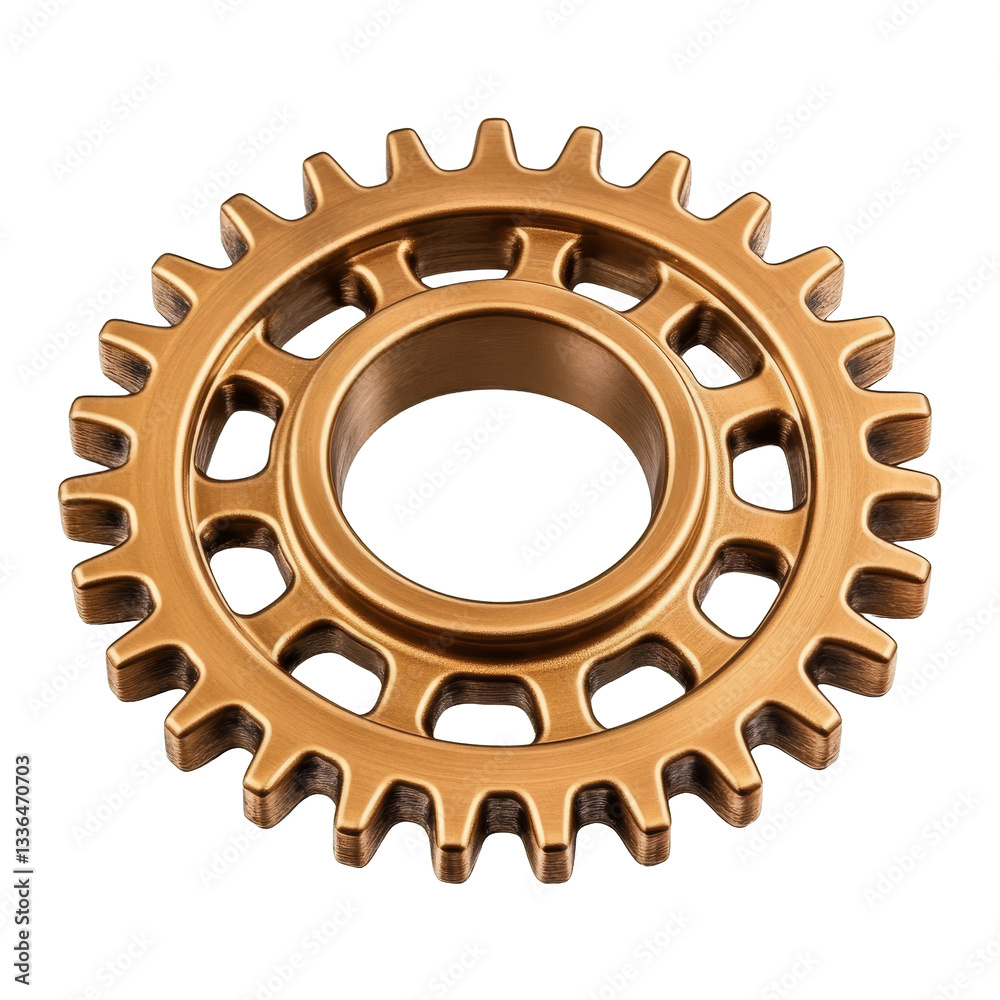 [Transparent Background PNG]Detailed Close-up of a Bronze Gear