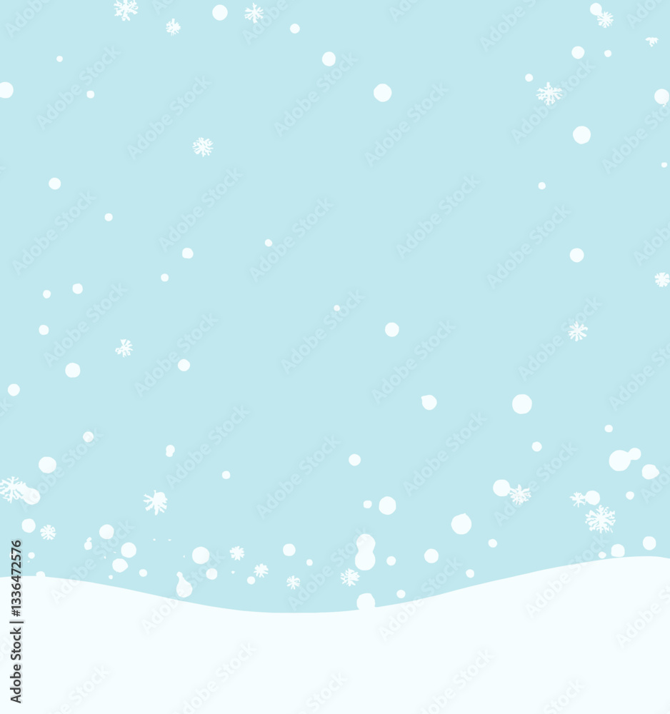 Snowflakes Falling on a Blue Winter Landscape Snowflakes Falling on a Blue Winter Landscape