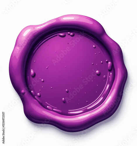 Shiny Purple Wax Seal with Droplets