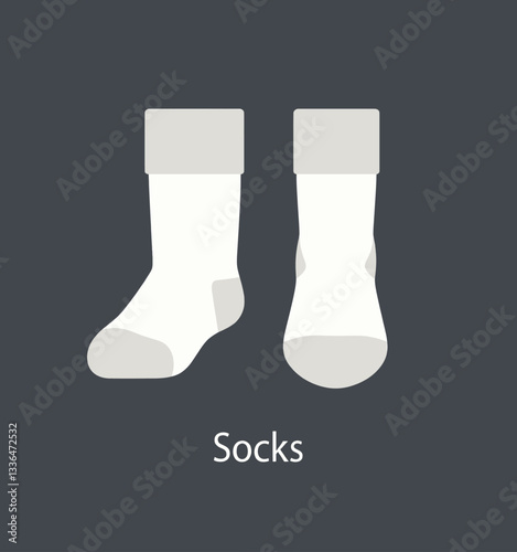 Simple White Socks On Gray Background