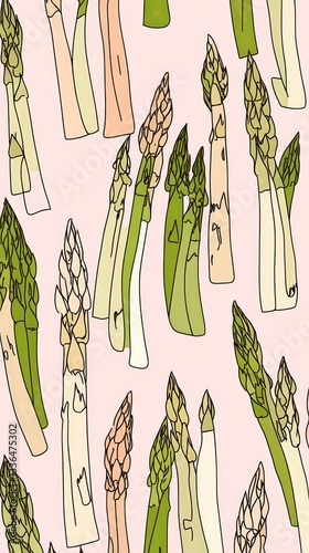 Delicate Asparagus Pattern: A Fresh Spring Design for Kitchen Prints