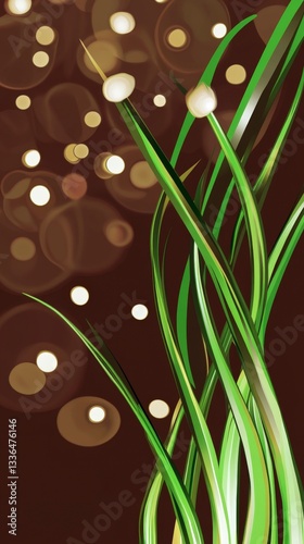 Abstract Botanical Art: Intricate Green Plant Design