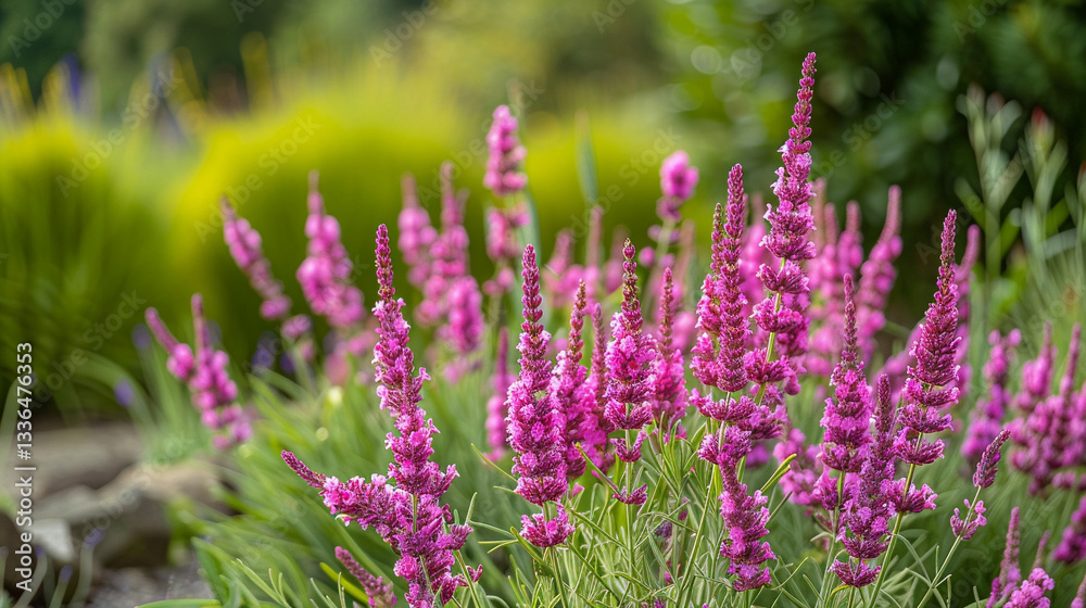 Full version of a bright pink lavender bloom, aromatic flowers under warm sunlight Full version of a bright pink lavender bloom, aromatic flowers under warm sunlight