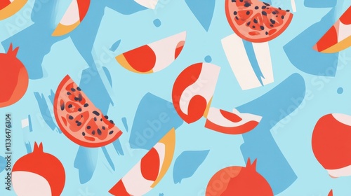 A Vibrant Abstract Fruit Pattern Design for Modern Prints and Textiles