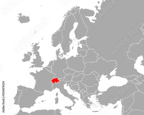 Karte der Schweiz in Europa