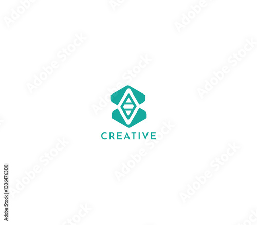 Letter S Logo Design shape with mirrored trapezoid on white background.