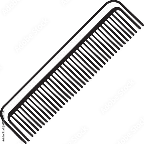 Comb or Hairbrush line art, black outline, vector and illustration, coloring book page line art drawing