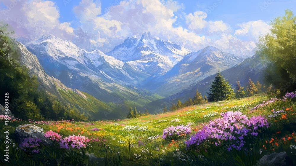 Fototapeta premium Serene Mountain Landscape Scene