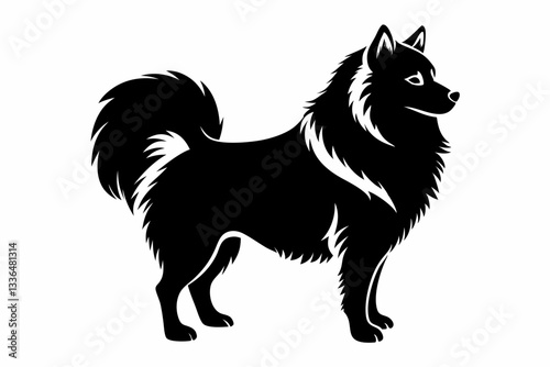 american eskimo dog line art silhouette vector illustration