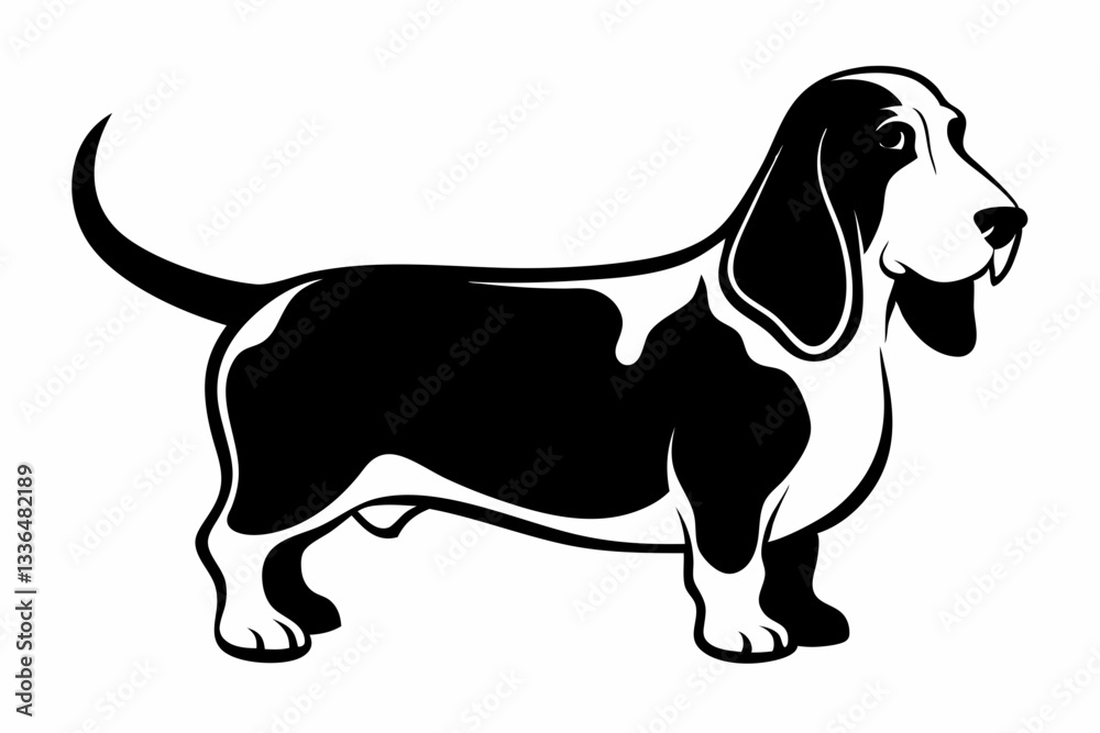 basset hound dog line art silhouette vector illustration basset hound dog line art silhouette vector illustration