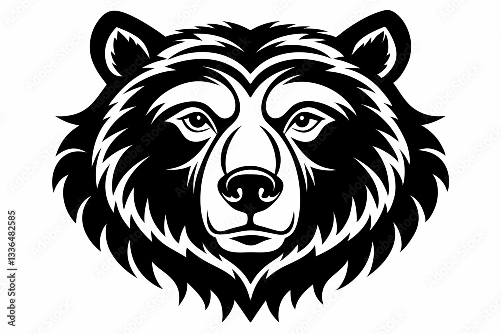 Fototapeta premium bear head line art silhouette vector illustration