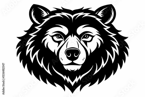 bear head line art silhouette vector illustration