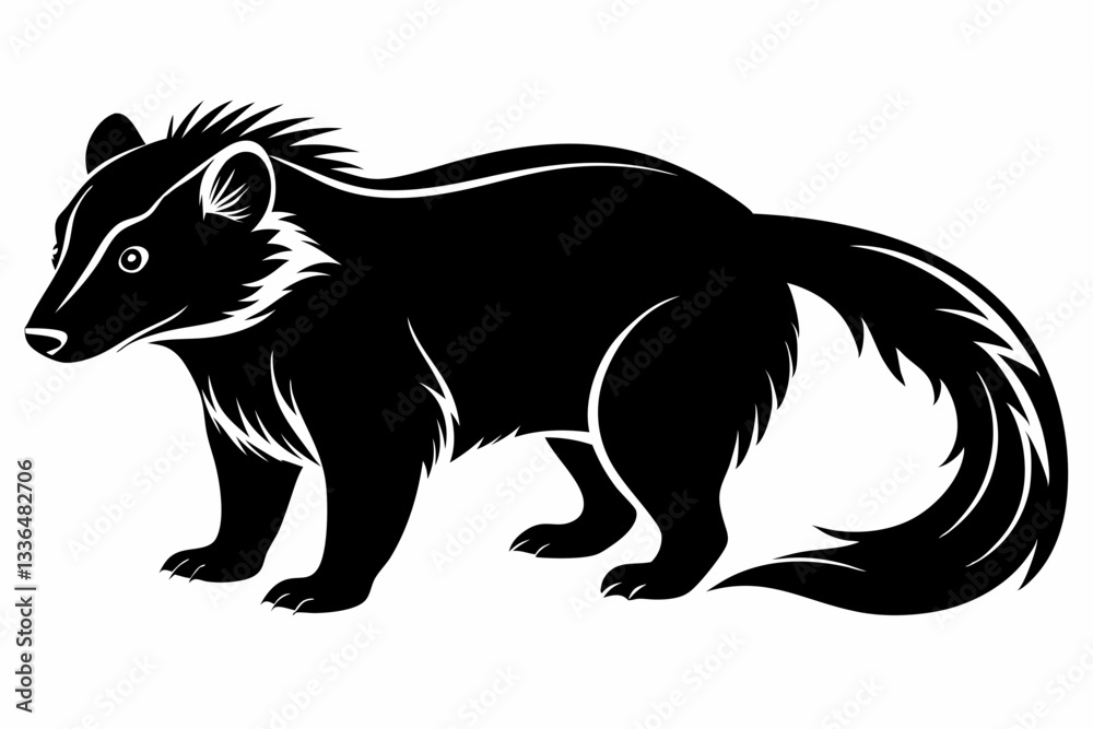 Fototapeta premium binturong line art silhouette vector illustration