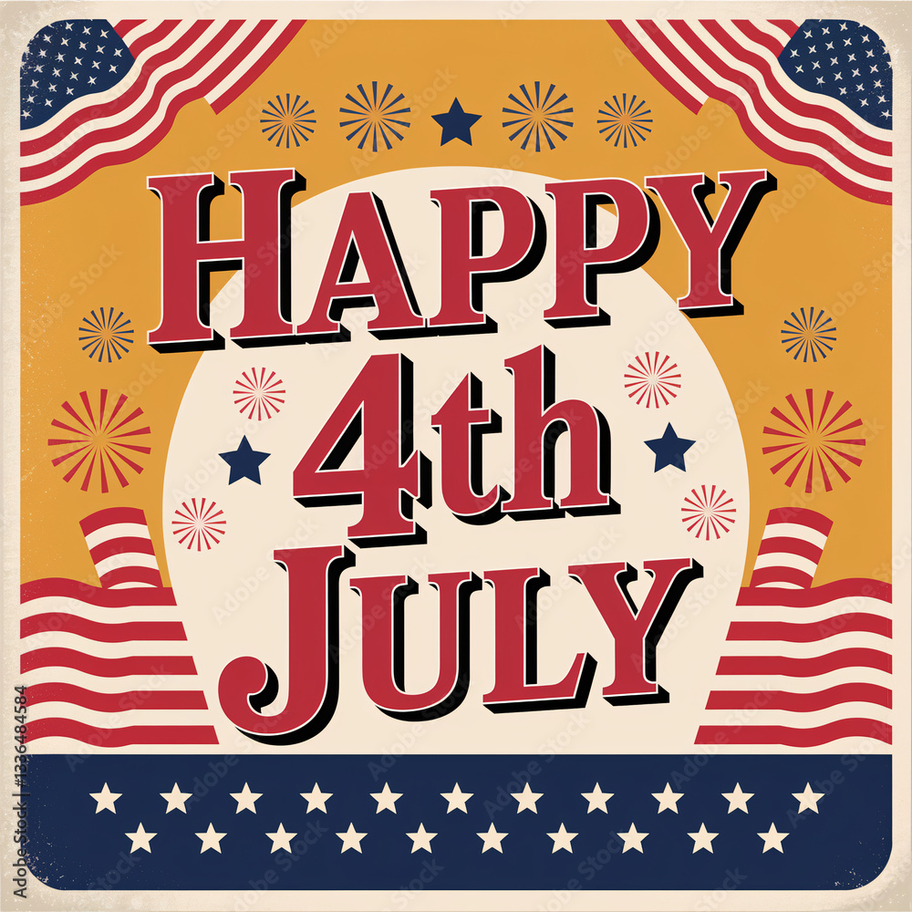 Naklejka premium Happy 4th July