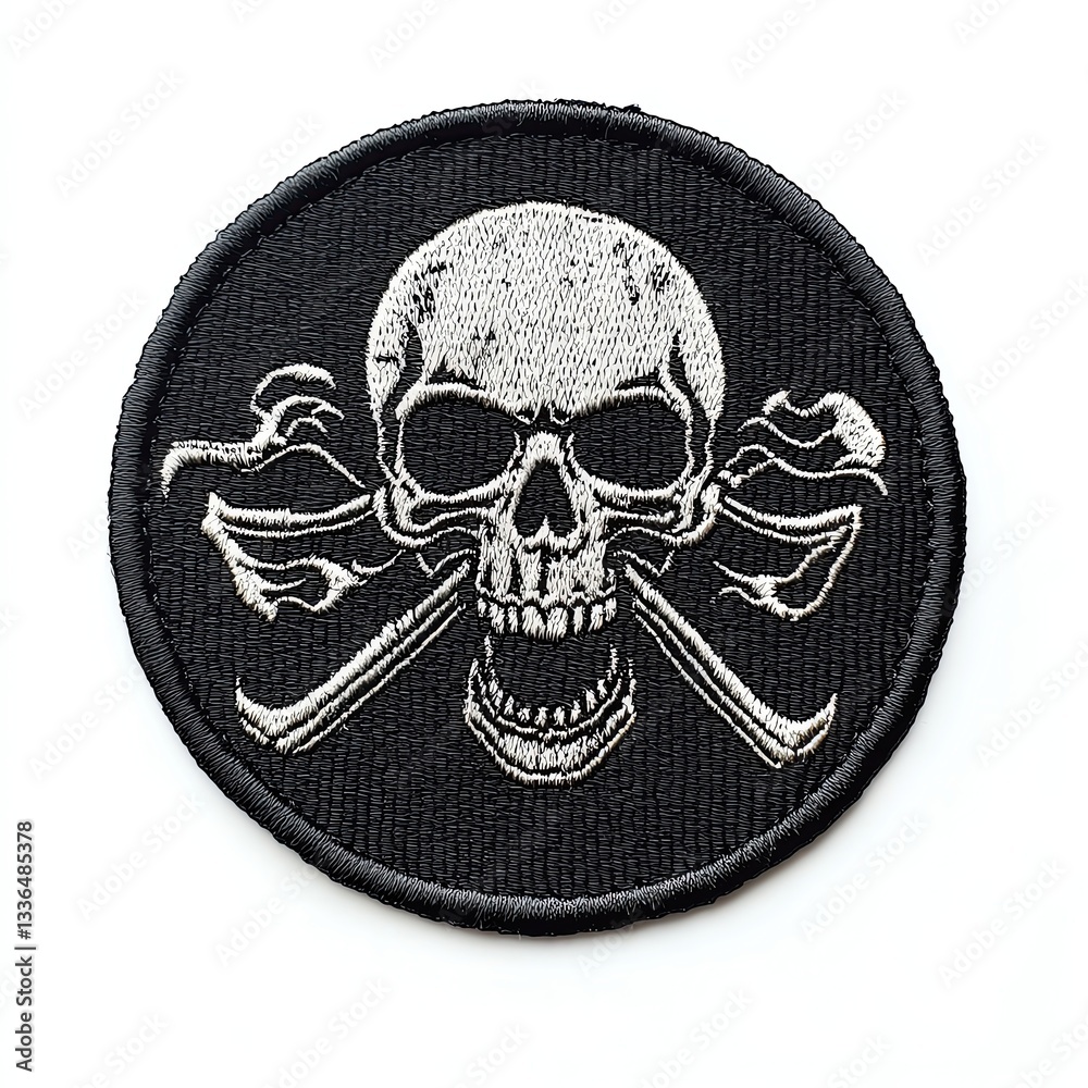 Fototapeta premium Skull and crossbones embroidered patch.