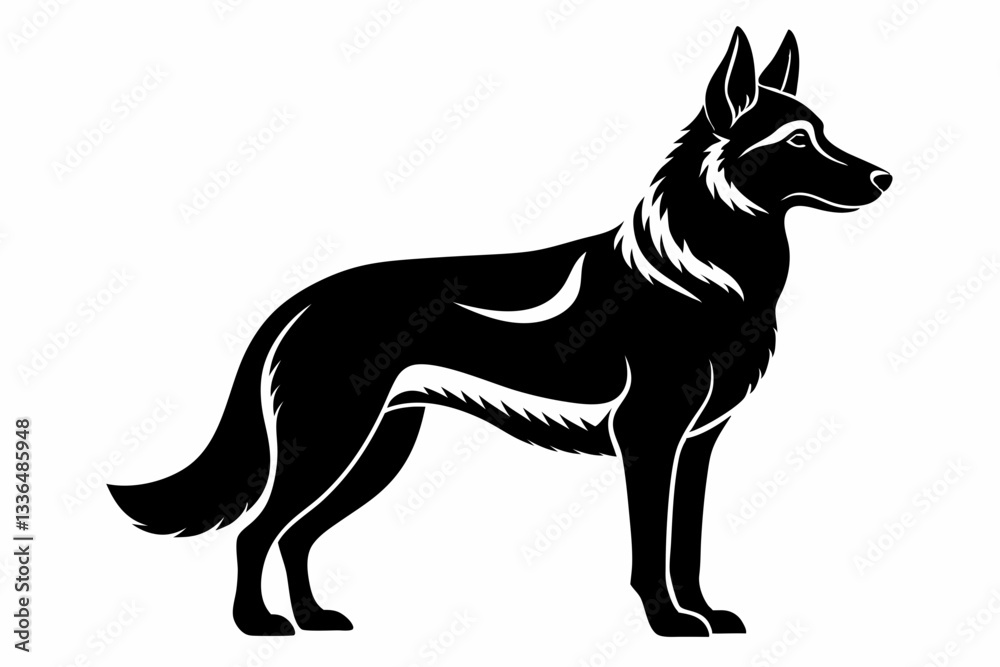 german shepherd line art silhouette vector illustration german shepherd line art silhouette vector illustration